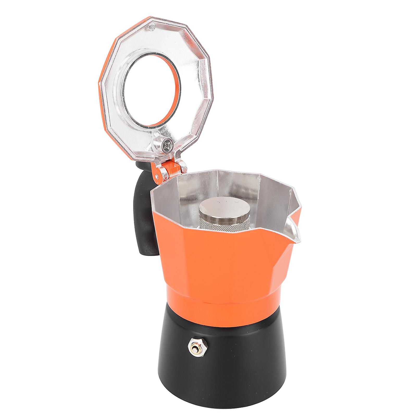 Aluminium Alloy Moka Pot - Stovetop Coffee Maker with Dual Valve System, Heat Resistant Design, and Insulated Handle(150ML)