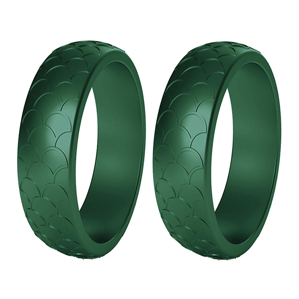 2Pcs Women Fish-scale Pattern Birthday Silicone Ring Wedding Band Accessory