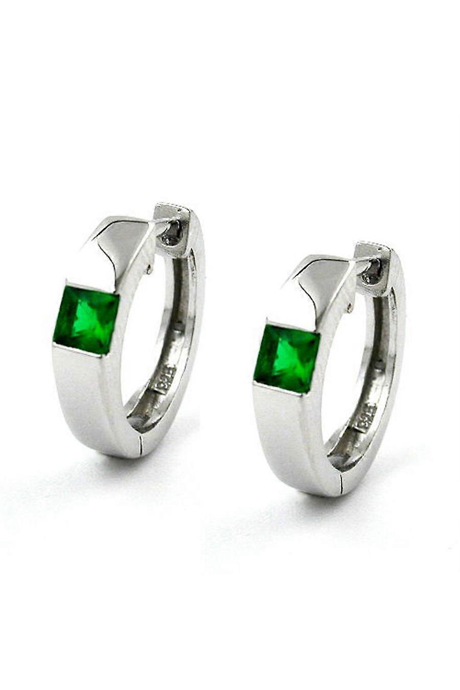 Hoop Earrings Glass-green Silver 925 - Gl93157
