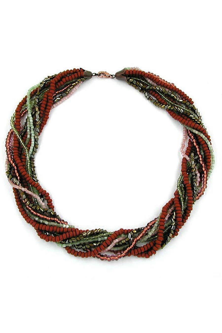 Necklace Rocaille Brown-olive - Gl07193