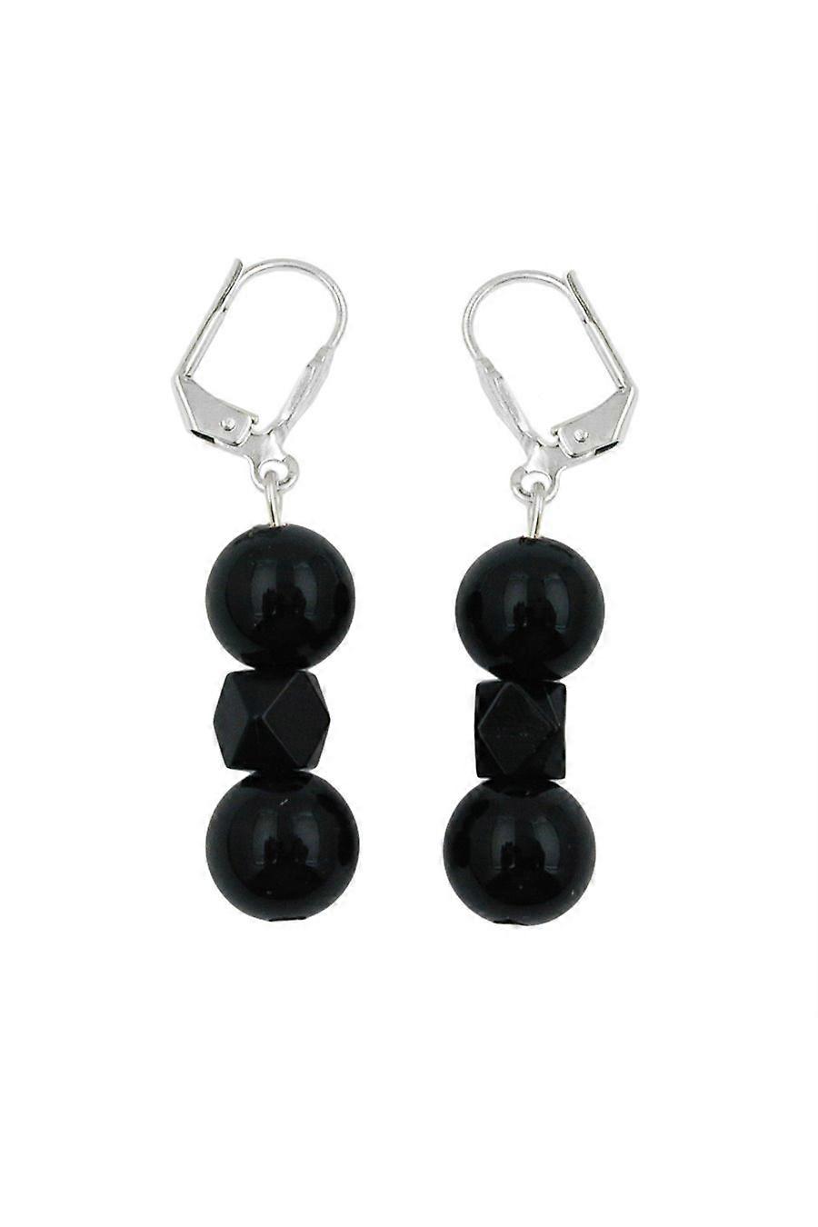 Leverback Earrings Black Beads - Gl01851