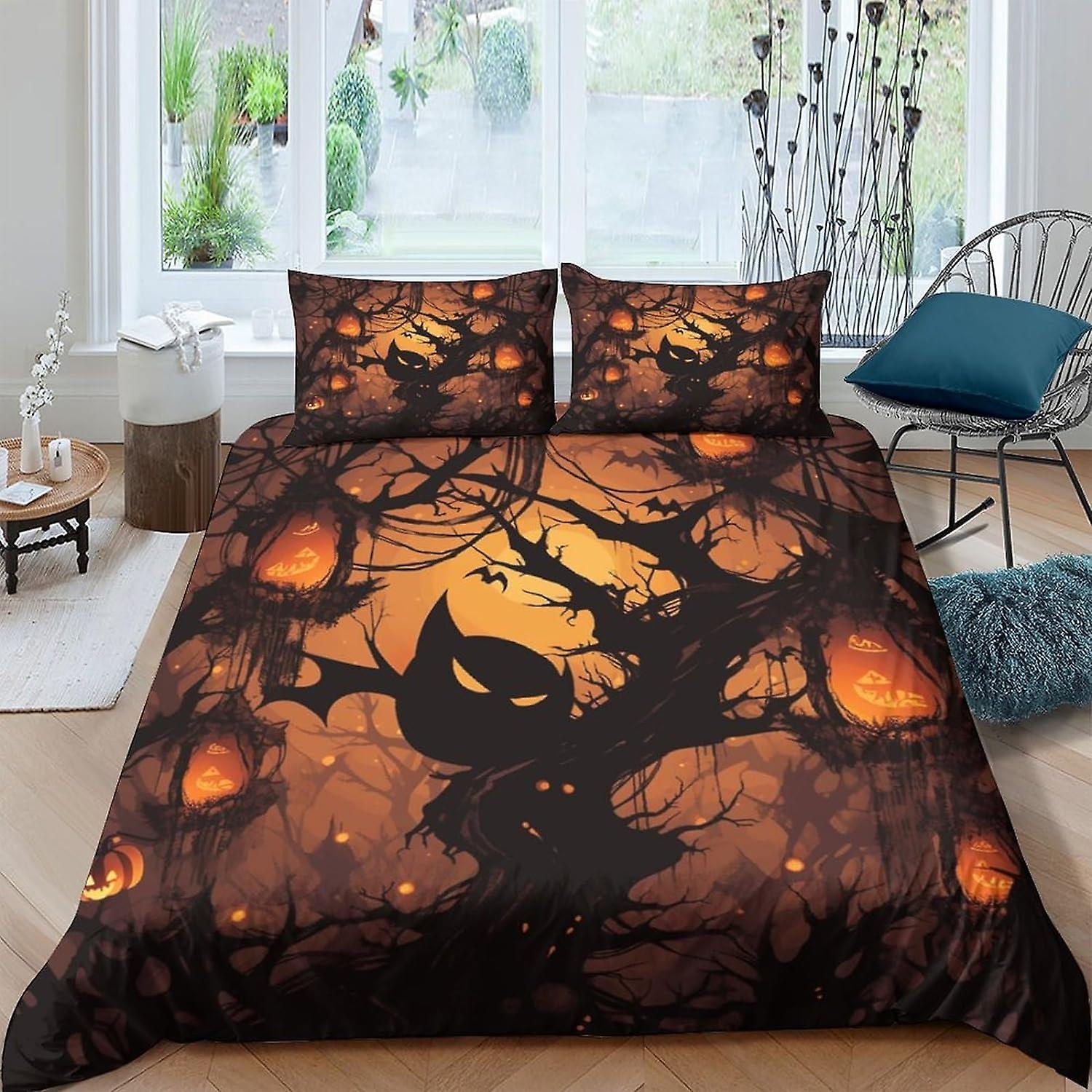 EKENOZ 3D Halloween Comforter Cover Bedding Set,Pumpkin Duvet