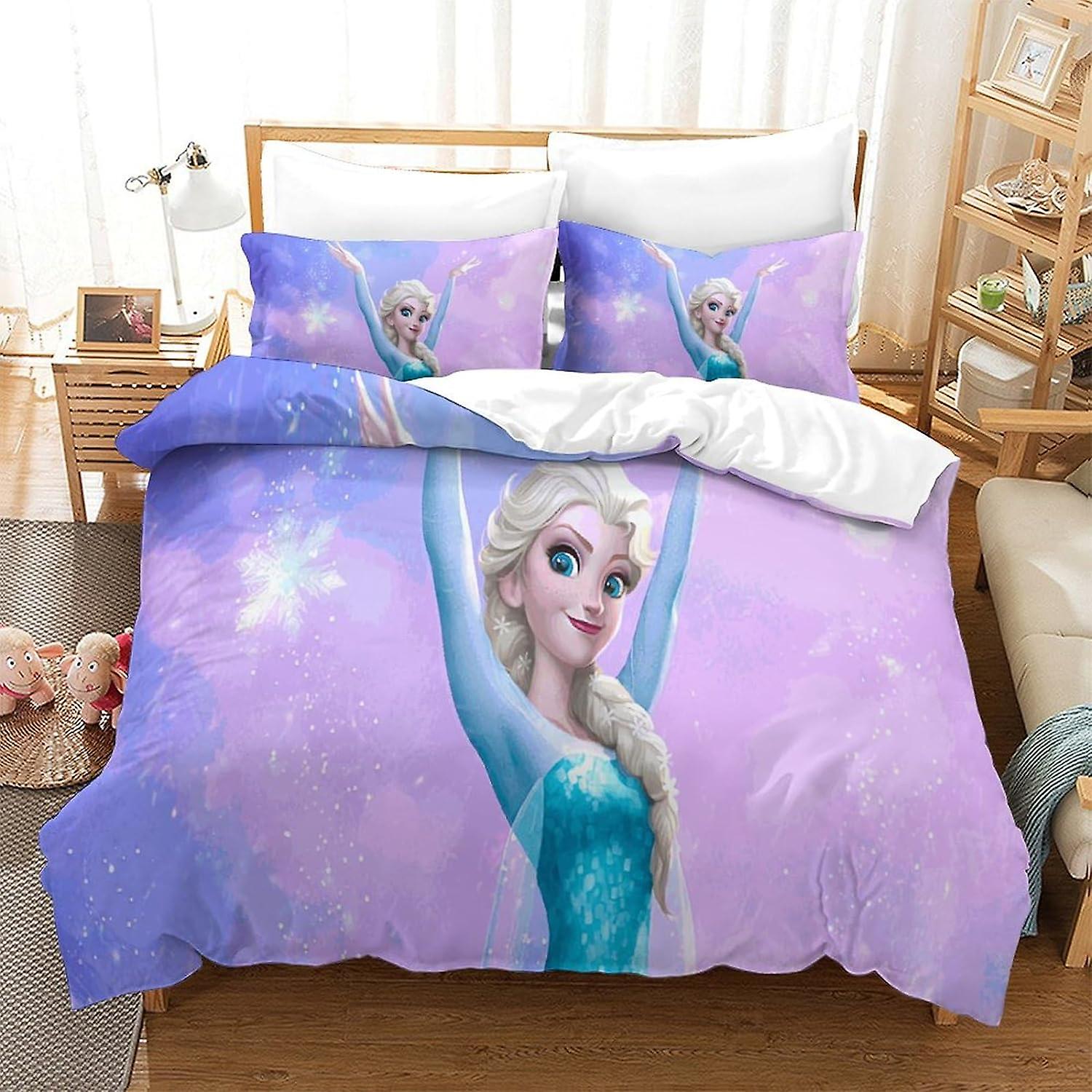 SFYYAYJJ Frozen Duvet Cover Set for Kids Youth Adults Duvet Covers Double Size Bedding Set with Pillowcases Soft Lightweight Microfiber Quilt Cover wi