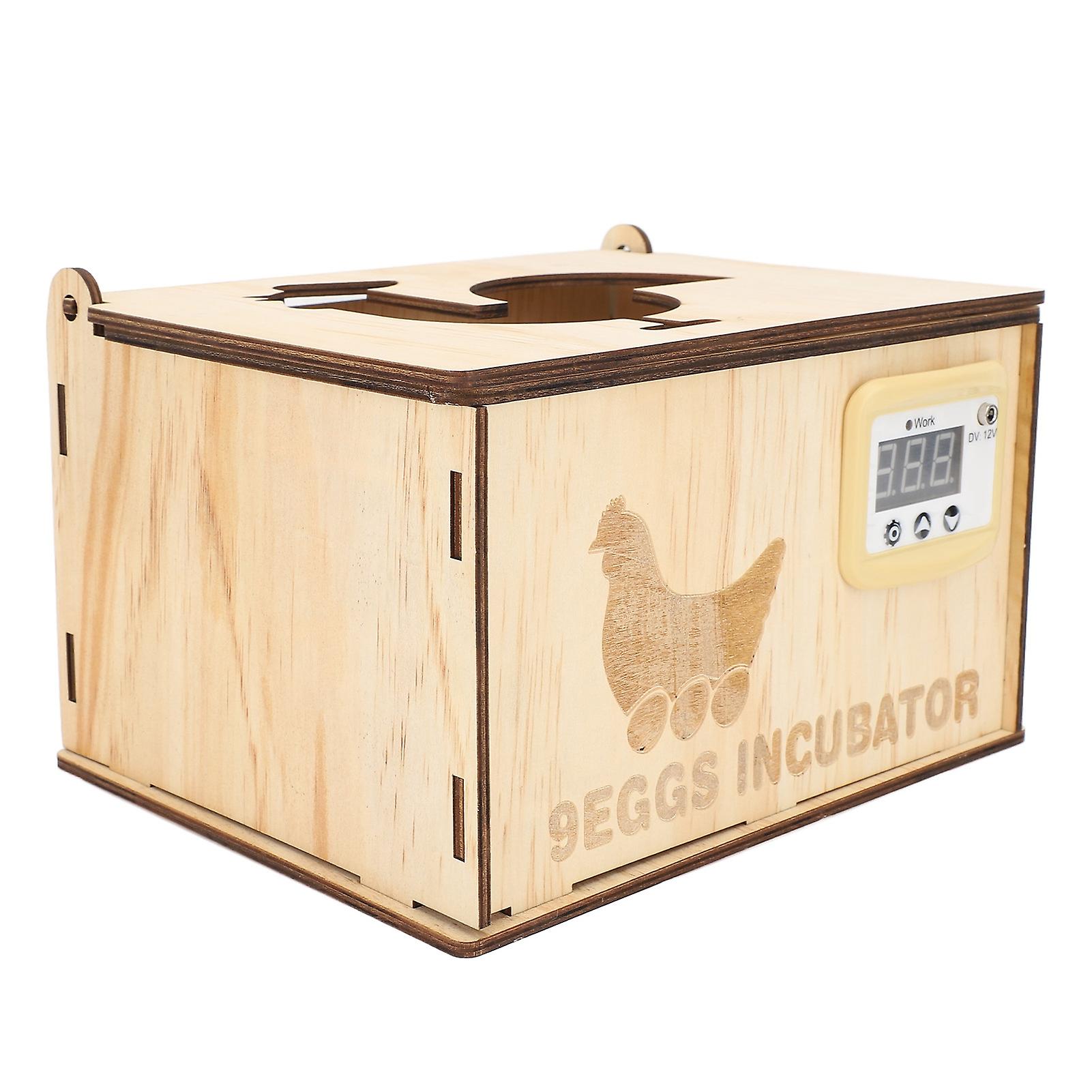 9 Egg Incubator Smart Pine Wood Efficient Thermostat Water Bed Hatching Machine US Plug 110 to 240V Double Electric