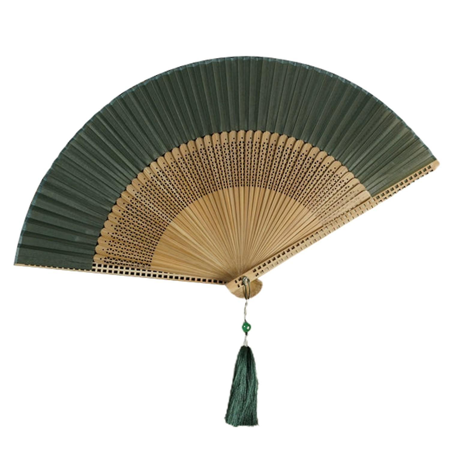 Folding Fan Vintage Style Tassel Dancing Handheld Fan Bamboo Handle Faux Silk Folding Fan Weddings