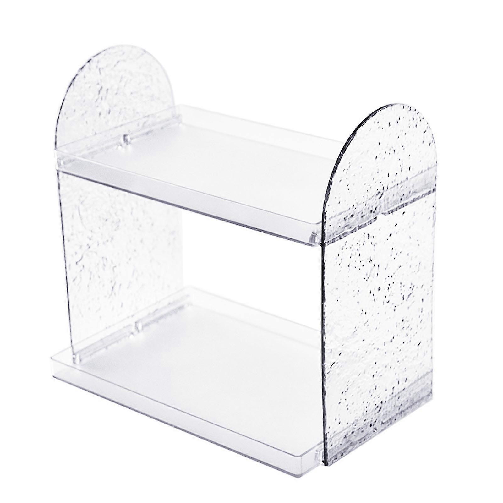 2 Tier Desk Organizer Double Layer Storage Rack Transparent Desktop Stand Holder for Stationery Cosmetic