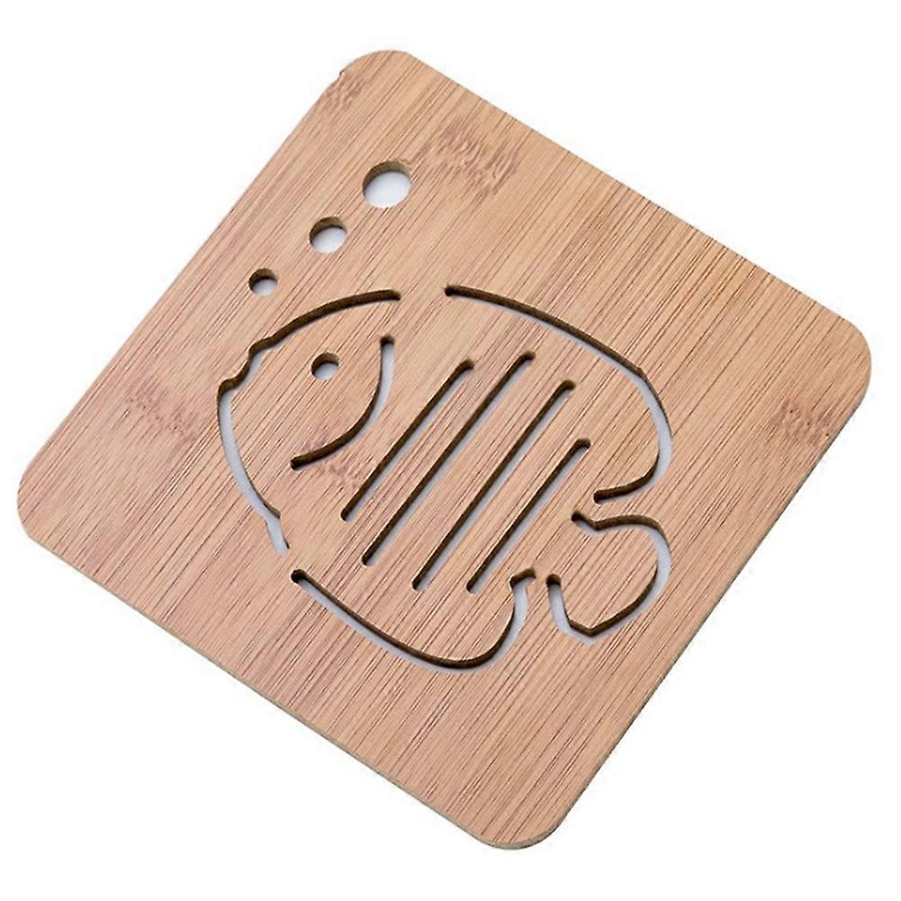 Almofada de talheres de madeira oca de espessamento resistente ao calor natural (peixe com bolha)