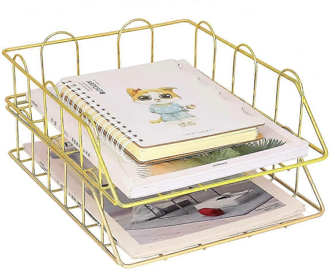 Letter Tray, Stackable, Copper, 2 Pieces Gold