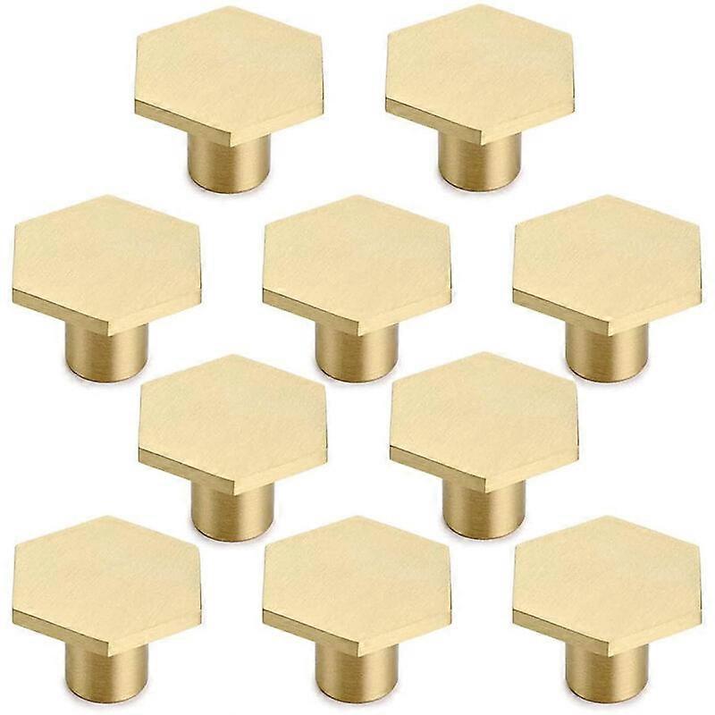10x Bouton de Tiroir Hexagonal Poigne de Meuble Monotrou pour Armoire Commode Porte avec Vis Or