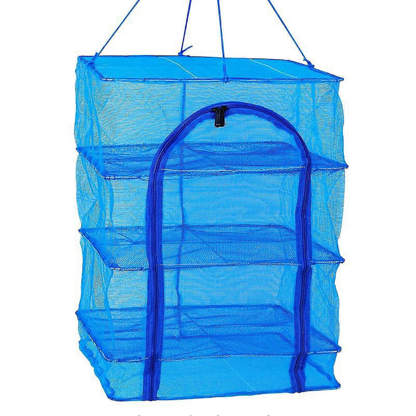 Fish Net Drying Rack - 3 Layer Folding with Clip - 40x40x66cm/17.7x15.7x25.9in