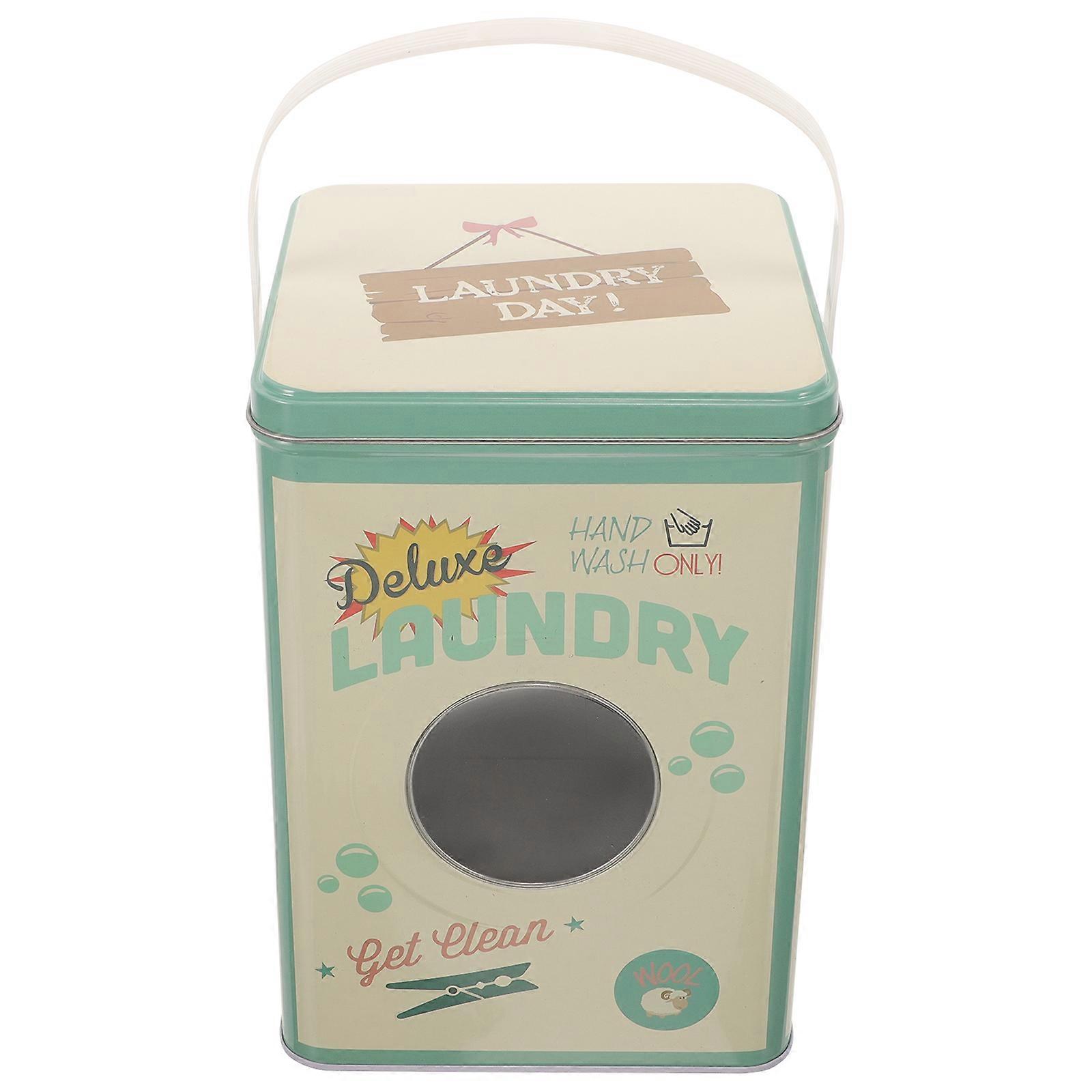 Laundry Detergent Bucket Iron Washing Powder Storage Holder Reusable Detergent Container With Lid