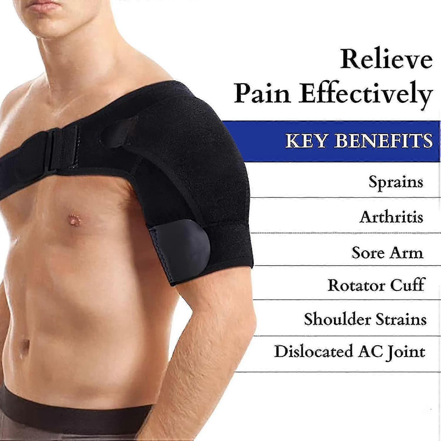 Healthy Lab Co Compression Shoulder Comble Comptiable avec les hommes et les femmes | Support de compression compatible avec arthrite des rotateurs déchirés, bras douloureux, R déchiré
