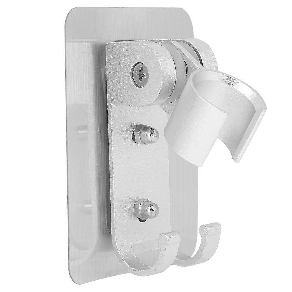 Adjustable Aluminum Silver Shower Head Holder Bracket Base With Hooks