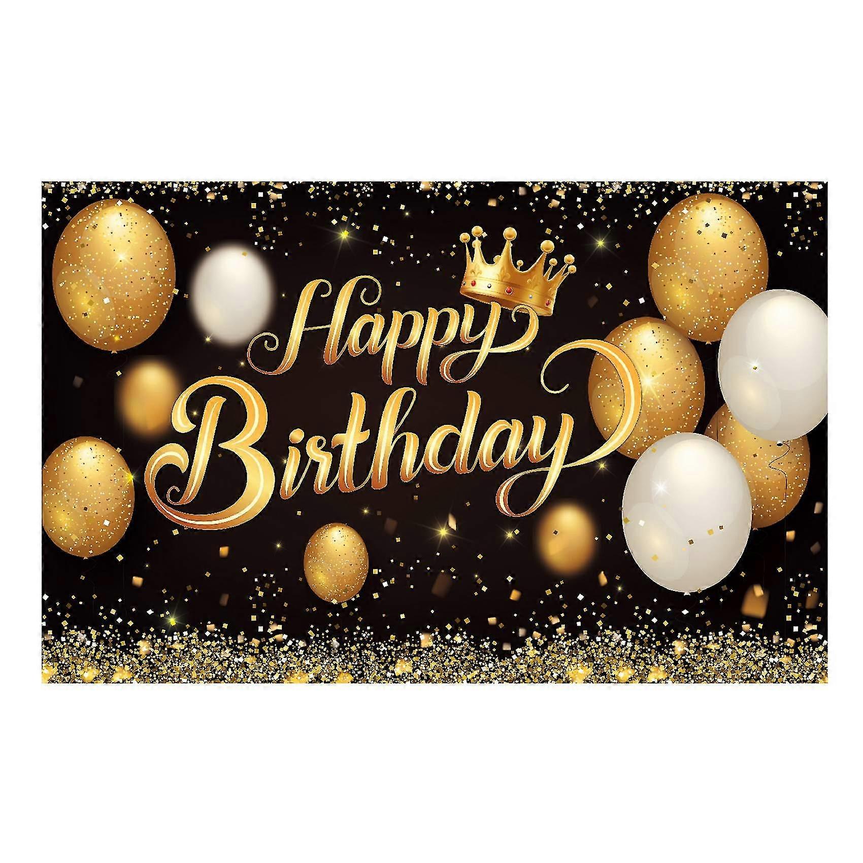 عيد ميلاد سعيد لافتة زينة عيد ميلاد كبير الذهب الأسود علامة ملصق صورة لذكرى عيد ميلاد