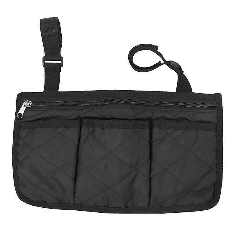 Wheelchair Armrest Storage Bag, Side Bags to Hang on Side with Waterproof Black Walker Storage Pouc