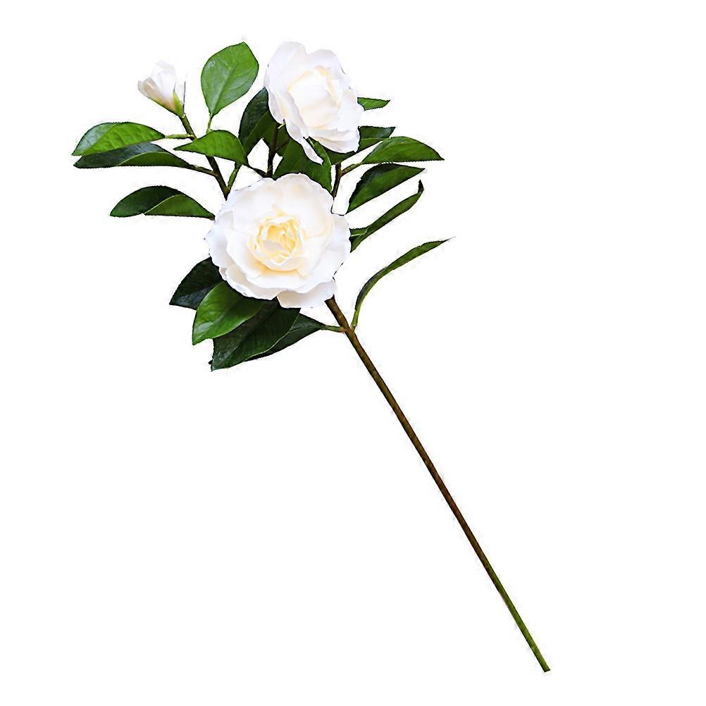 1pc Simple Simulation Gardénia Fleur Artificielle Réaliste Gardénia Fausses Fleurs Maison Fleurs Décoratives pour Table À Manger Salon Chambre Jaune