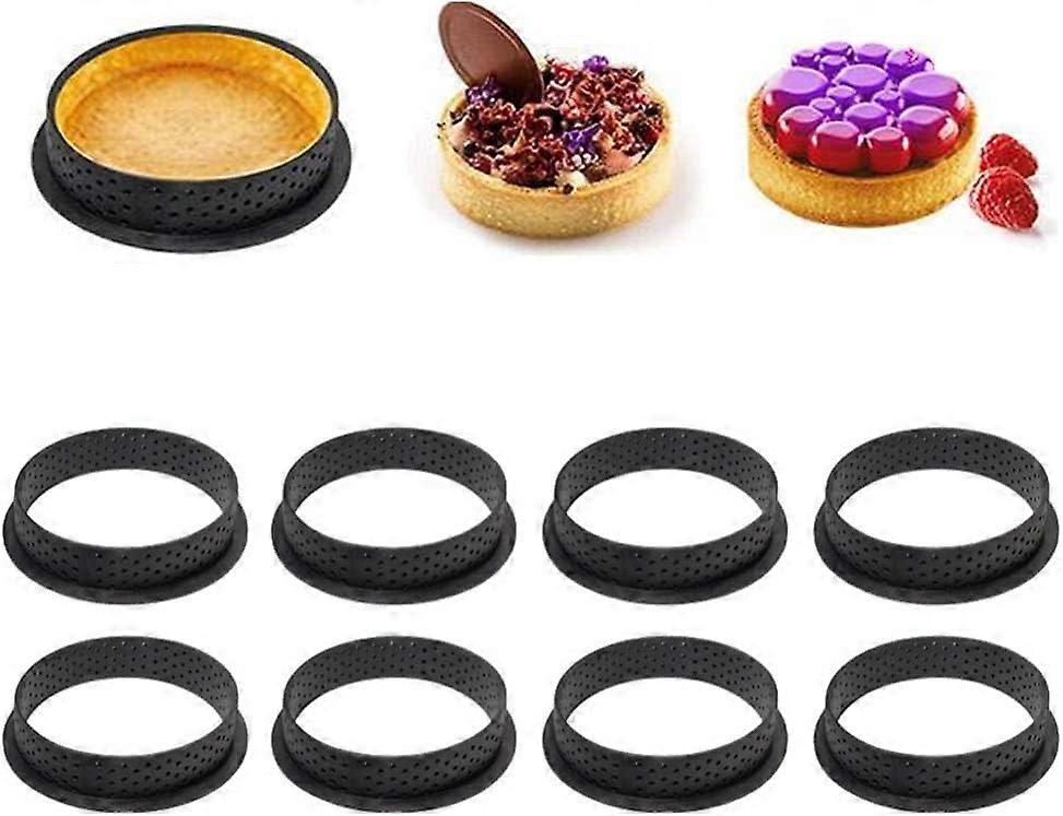 8 PCS Perforated Cake Mold Cutter Round Shape Mousse Circle Ring, Circle Tartlet