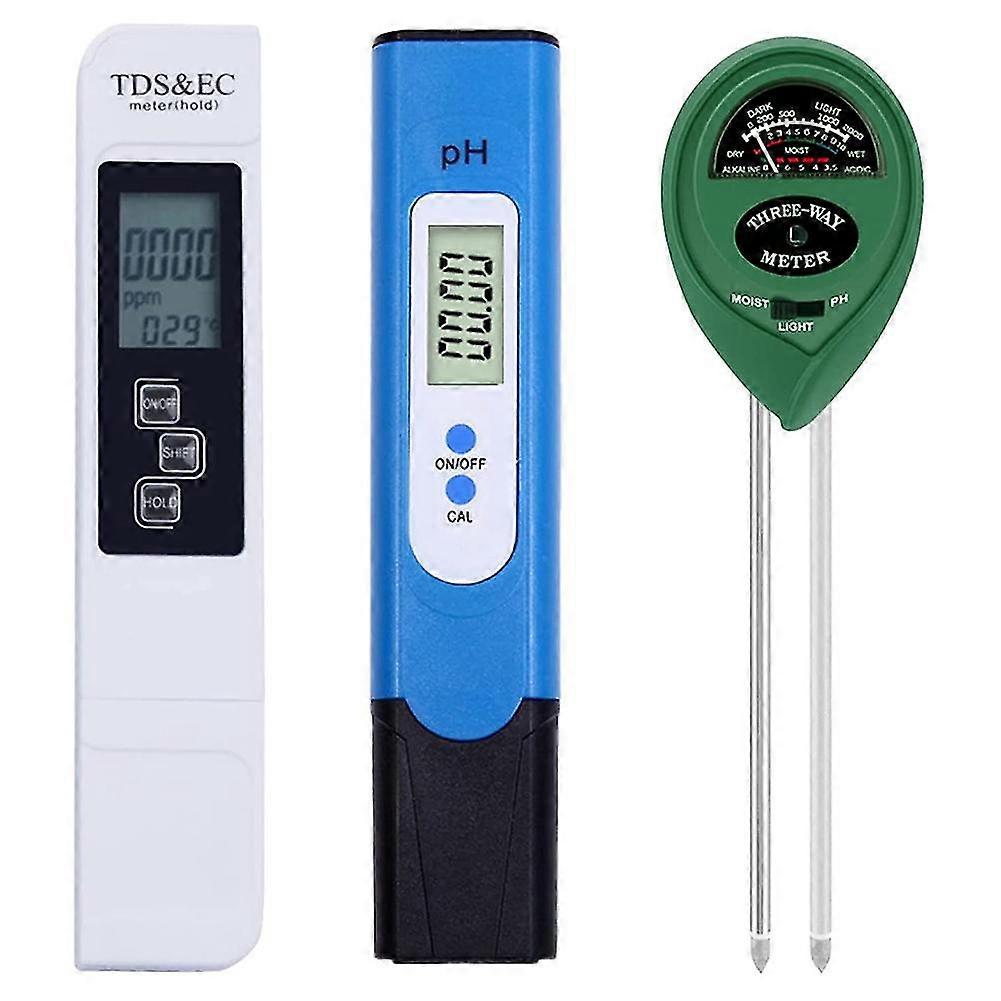 Digital PH Meter, TDS and EC Pen for Water, with Moisture Light PH Test for Water, Wide Application