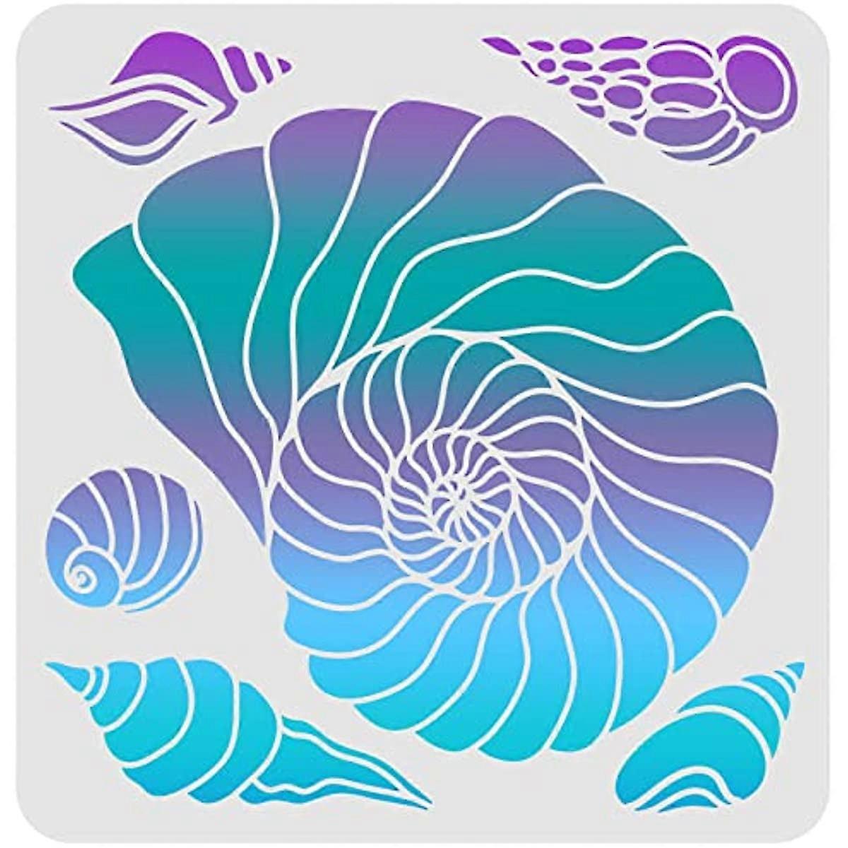 Conch Stencil 11.8x11.8 inch Conch Seashell Stencil for Painting Reusable Conch Drawing Stencil Sea Creatures Stencil for Painting on Wood Tile Paper