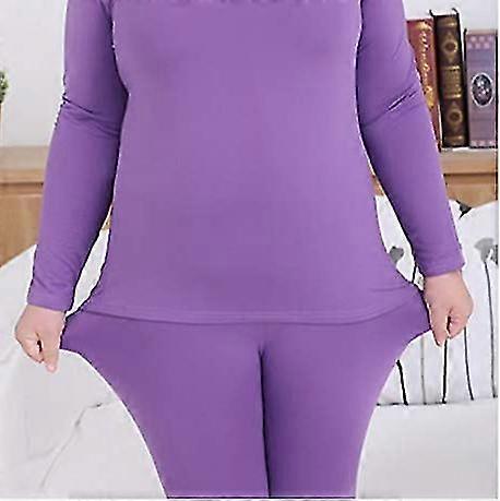 ladies super soft thermal underwear long pantyhose set, purple 4xl