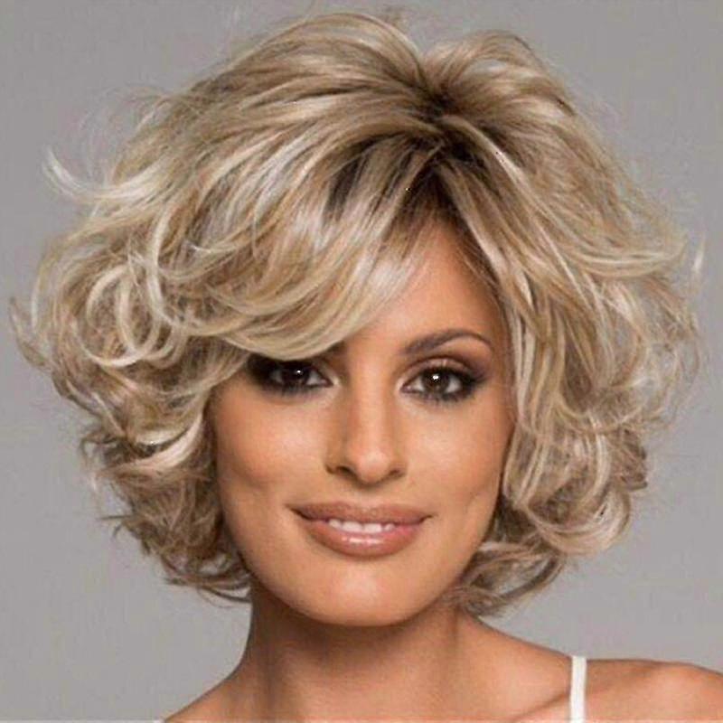 femmes courtes cheveux bouclés perruques