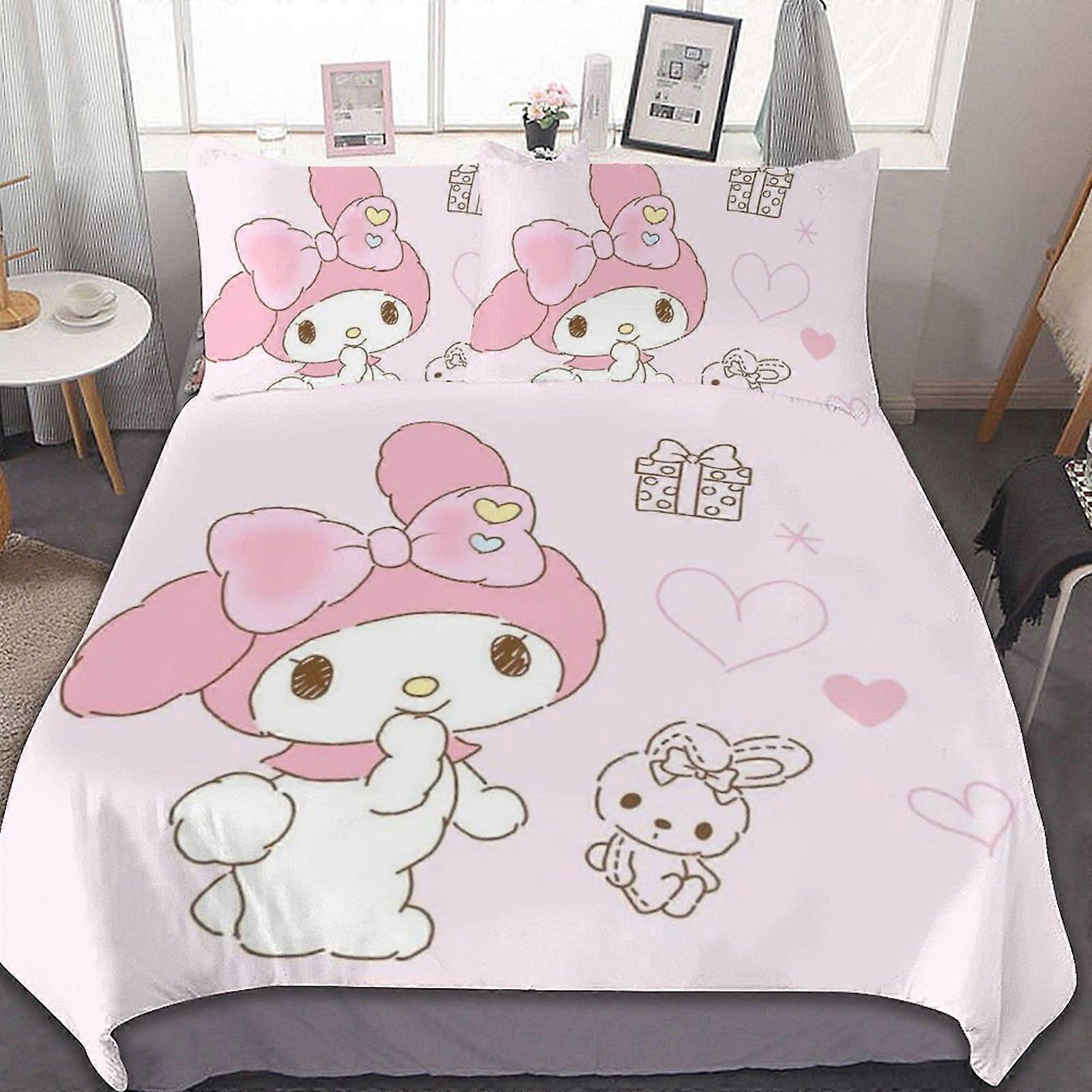 d294 Rosa My Melody 3 stycken sängkläder set Mjuka täcken set inredning sovrum presenter med 1 påslakan 2 örngott fv294