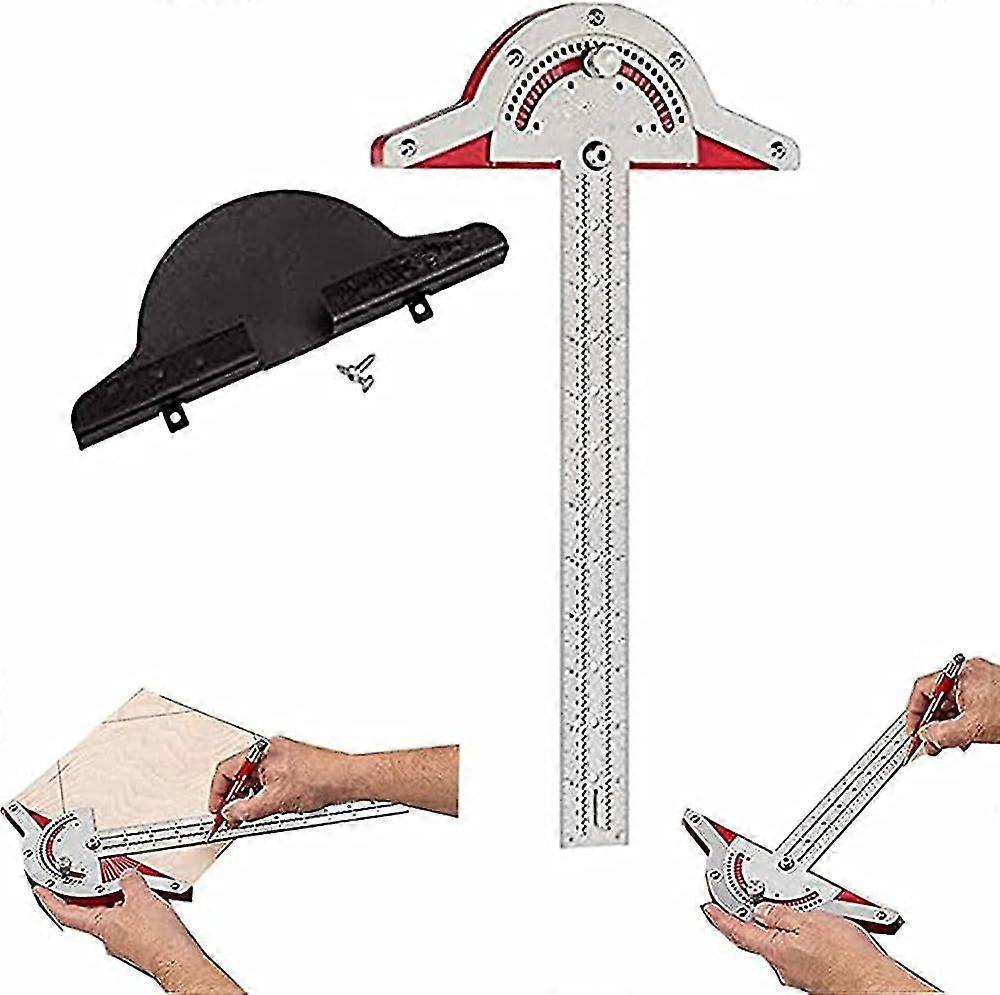 Woodworking Side Ruler, Edge Gauge, Measuring Ruler, Plastic Caliper, With Swing Two Arm Measuring Stainless Steel Goniometer Ruler Tool, A Great Gift
