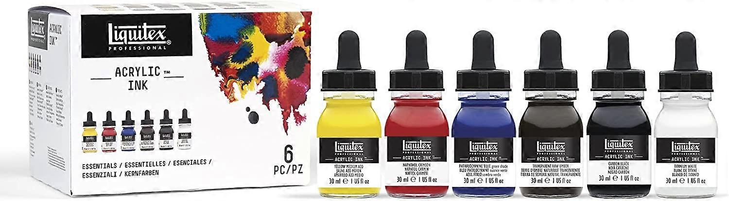 Liquitex Professional Acrylic Ink 6 Colorsx30ml Aqua/Essential/ Iridescent Color Set Super-Fine Artist Pigments Fine Art Paint