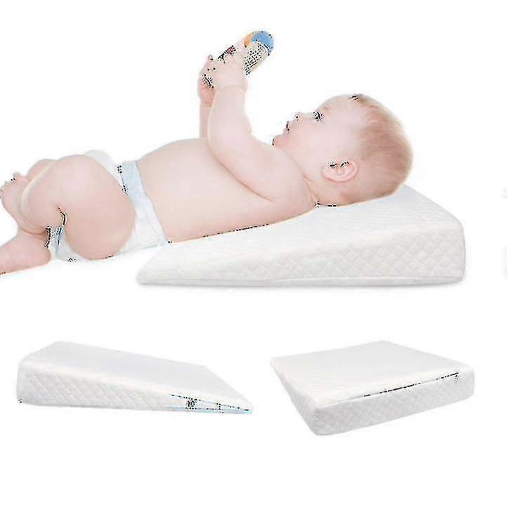 Universal Baby Crib Wedge Pillow With Removable Waterproof Cotton Coverwhite
