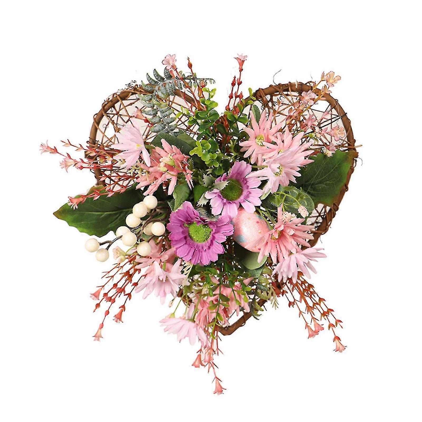 Heart-shaped Easter Wreath Trellises Garlands Decorations Natural
