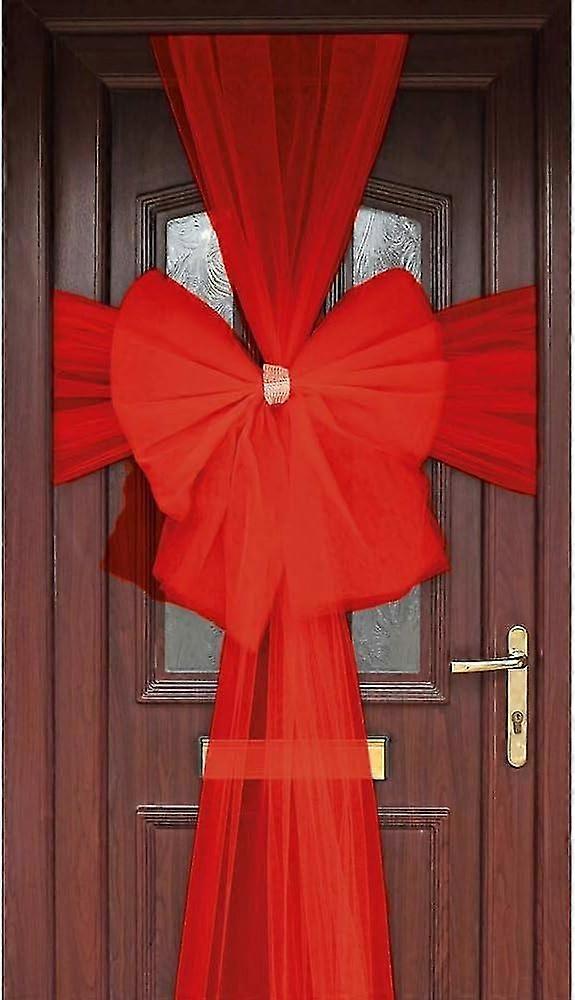 Red Door Bow Decoration Festive Door Accessory For Christmas And Events