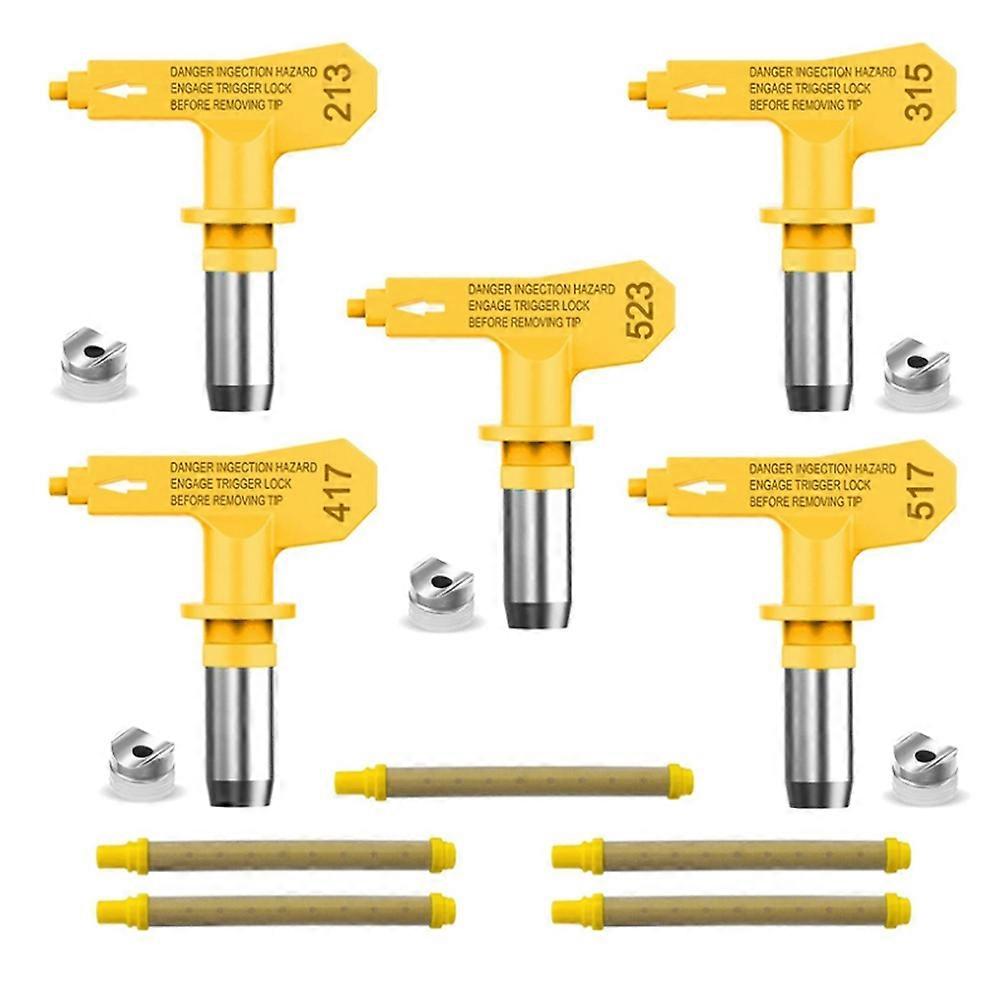 5 Pieces Reversible Airless Paint Sprayer Nozzle Tips and 5 Pieces Airless Spray Filter Replace (21