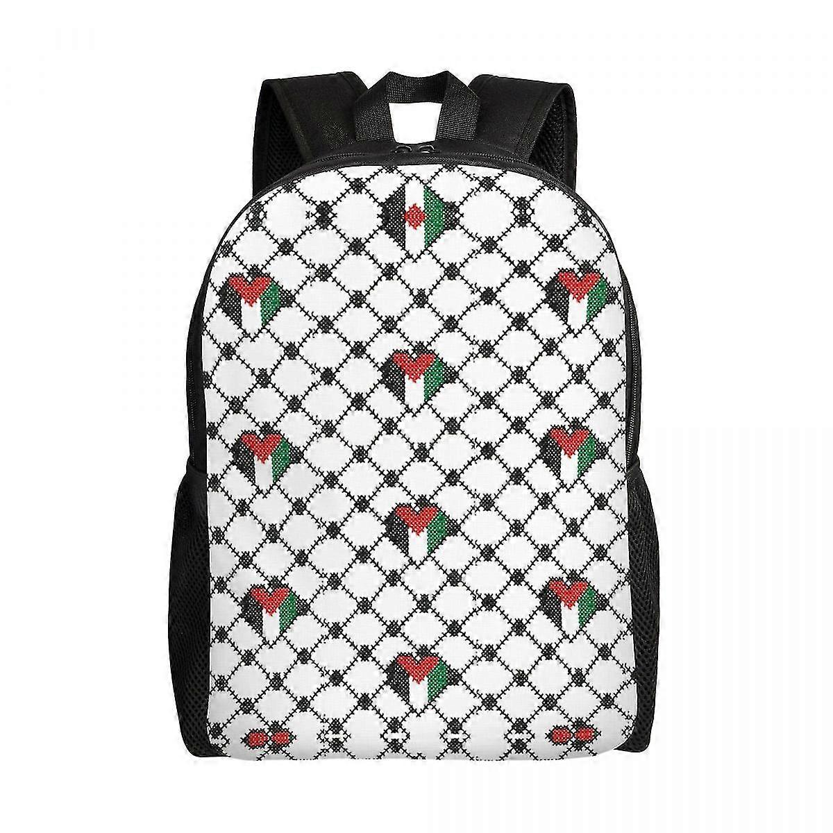 Sac à dos pour étudiants du drapeau palestinien Hatta Kufiya Pattern Sac à dos de voyage de 16 pouces pour ordinateur portable palestinien Hatta Kufiya Pattern