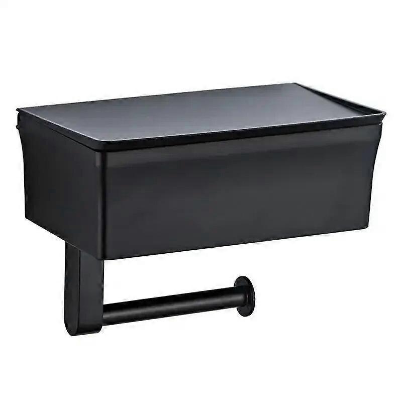 2 In 1 Home Adhesive Toilet Paper Holder Box with Shelf and Storage Box Wall Mount Toilet Paper Roll Box