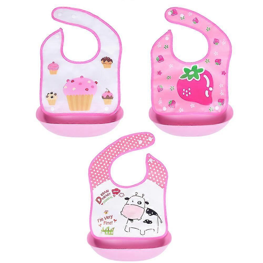 Baby Bibs With Soft Plastic Food Catcher - Drool And Feeding Bib