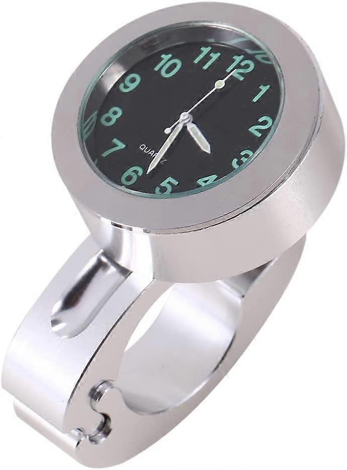 Motorcycle Handlebar Clock, Silver Motorcycle Waterproof Handlebar Glow Mount Clock Watch for most of the Motorcycle Cruiser Chopper, 4.3 x 4.3 x 1.7c