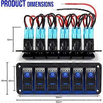 6 Set Marine Rocker Switch Panel 12V Waterproof RV LED Switch Panel 5