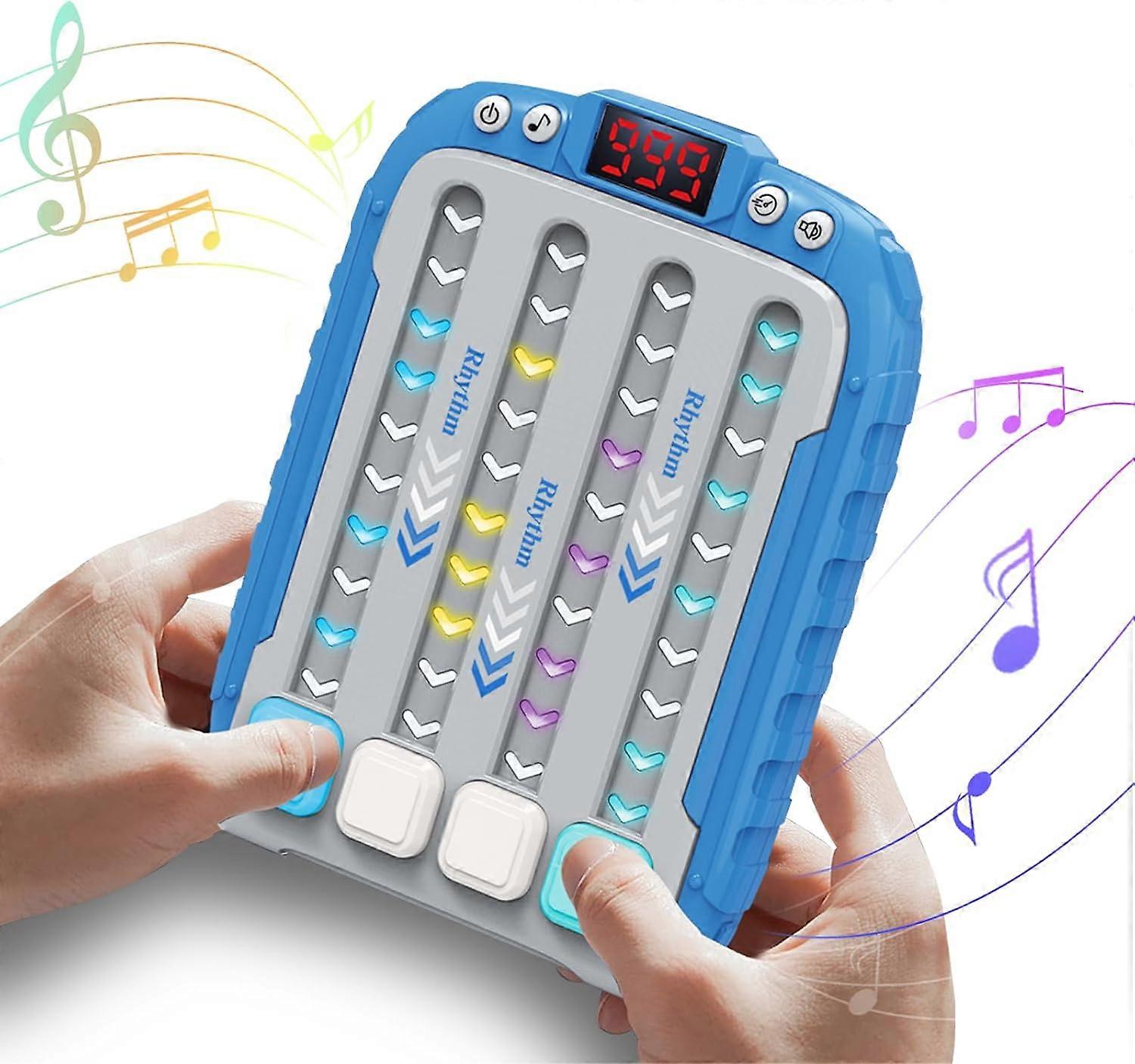 Rhythm Game Machine, Quick Push Pop Game Pop it Game Handheld Puzzle Game Machine with Music & Light, Fidget Game Toy for Kids 3 4 5 6 7 8 9 (Blue)
