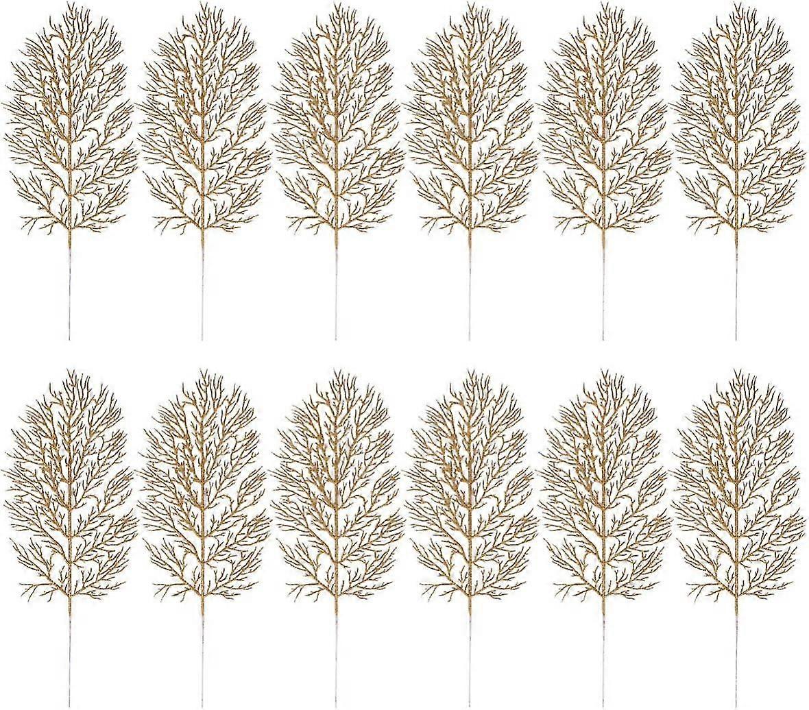 12pcs christmas leaves artificial leaves stems diy