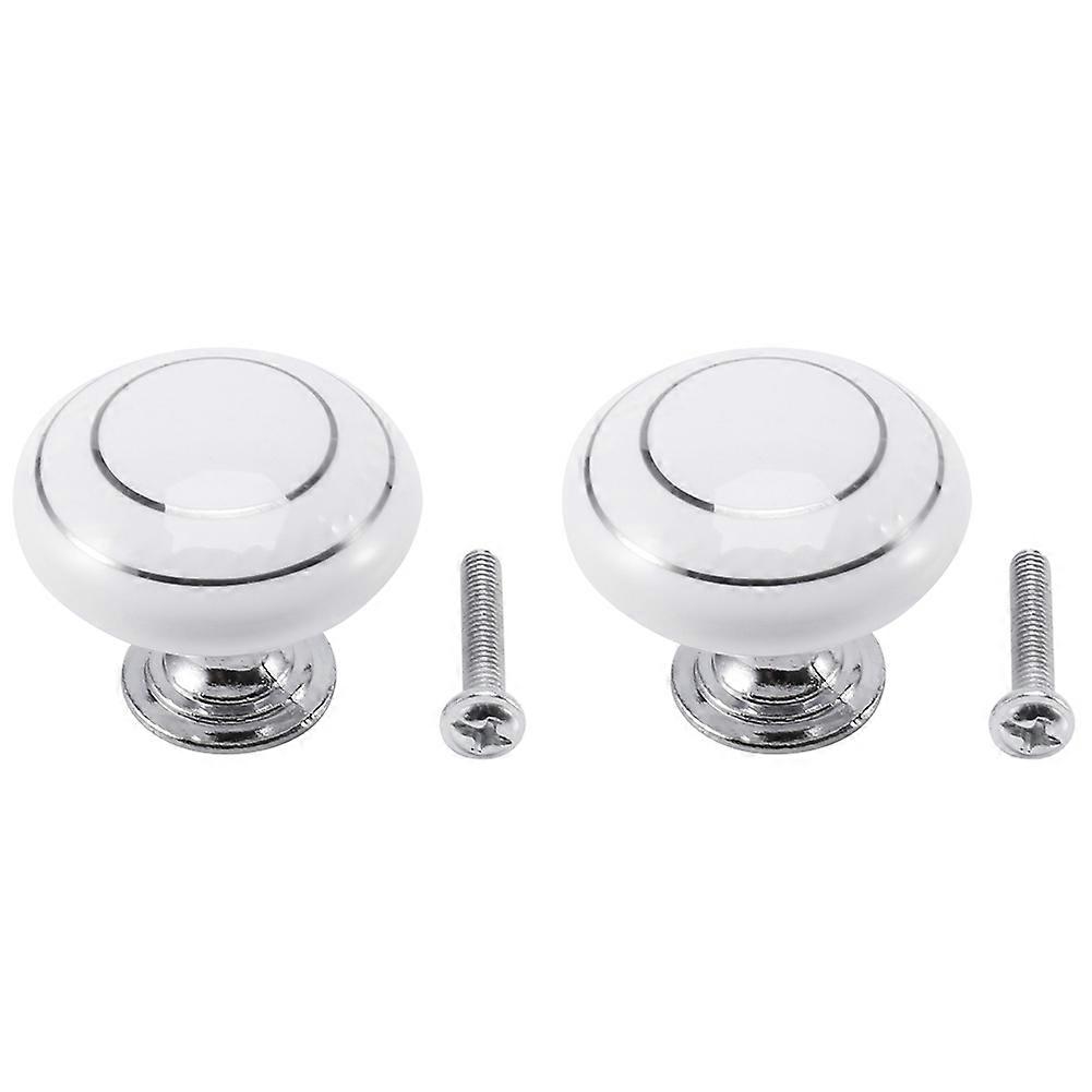 2 x Ceramic Door/Wardrobe/Cabinet/Cupboard Knob Handle Drawer White
