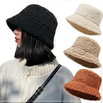 Sombreros de cubo calientes de invierno Lana de cordero Piel sintética Gorras de pescador Mujeres Grueso Sombreros de felpa al aire libre Mantenga calientes Gorros de pesca Unisex