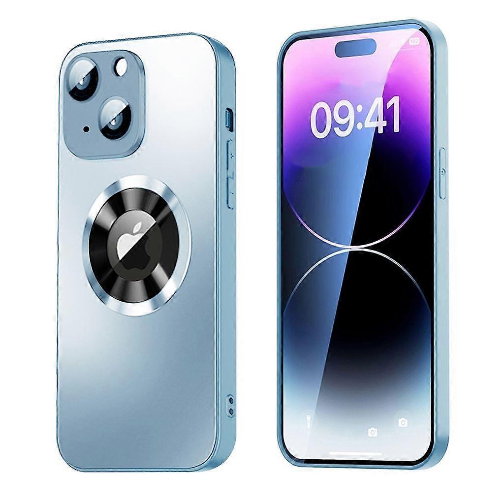 Magnetic Cover iPhone 15 Plus with Lens Cap and Logo View - Blue