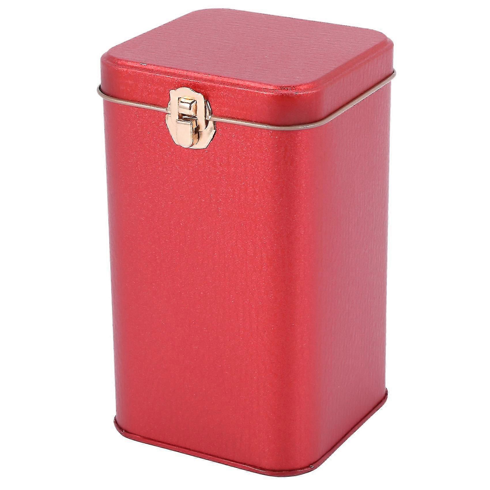 Metal Tea Cans High-grade Lock Tinplate Storage Box Tin Can Red