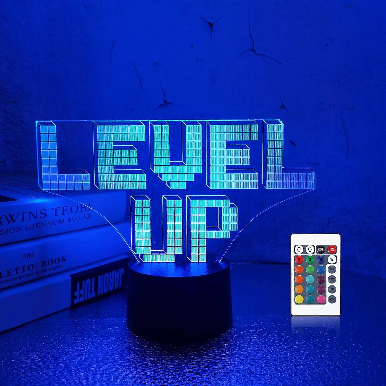 Kinder Pixel Game Level Up 3D Nachtlicht Optische Täuschung Lampe