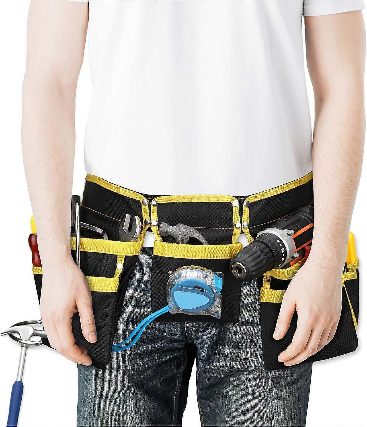 Tool Belt, Hammer Holder Belt, Belt with Pocket, Adjustable Oxford Tool Bag with 11 Pockets for DIYers, Builders and Electricians