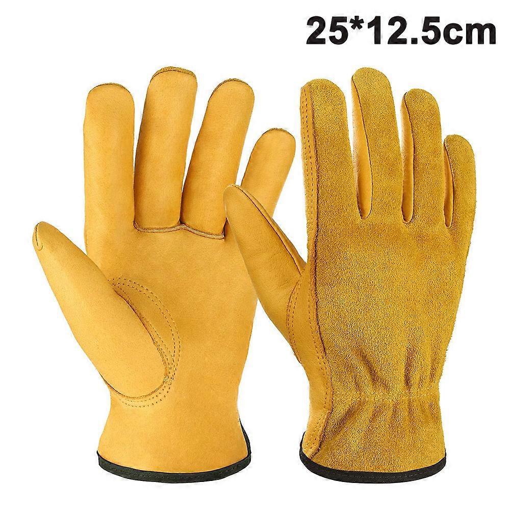 Leather Gardening Gloves, Thorn and Cut-Proof Work Garden Gloves with Breathable Safety Features (X-Large)
