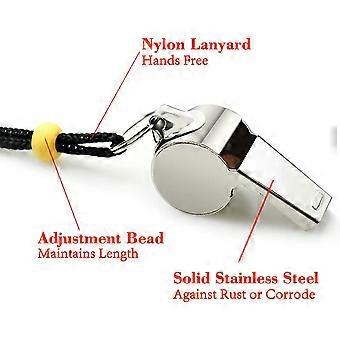 Stainless Steel Sports Whistles with Lanyard, Loud Crisp Sound Whistles Great for Coaches,