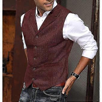 HSLS Gilet da uomo classico in tweed di lana Gilet casual panciotto a