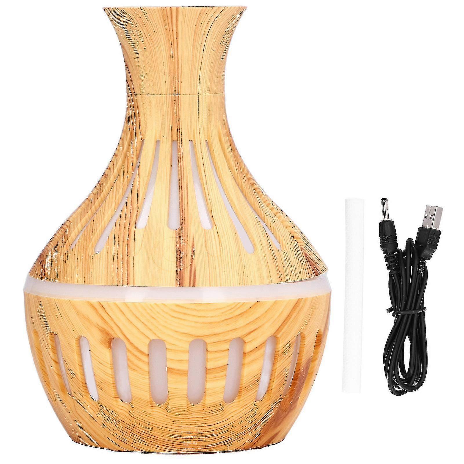 Wood Grain Aromatherapy Diffuser 300ml USB Powered with 7 Colors LED Light