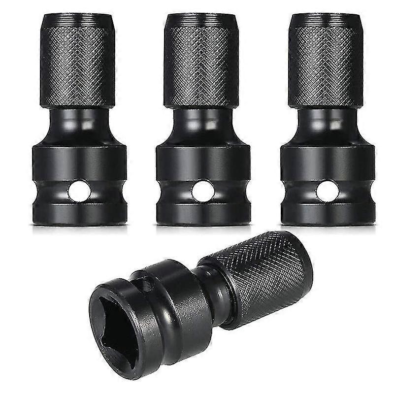 4 Pcs Impact Adaptor 12 Square Drive To 14 Hex Shank Socket Adapter Quick Release Chuck Converter